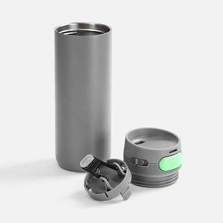 Термостакан X1 с цветной кнопкой, серый с зеленым