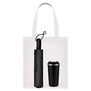 Подарочный набор Леванте (Levante), черный (зонт, термокружка, шоппер)