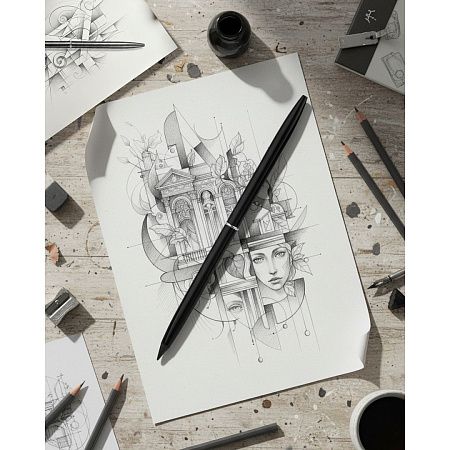 Вечный карандаш с шариковой ручкой EverLine, чёрный