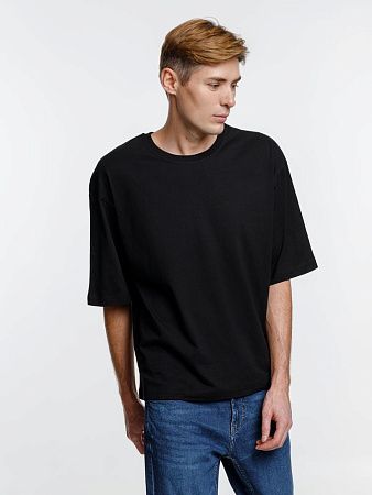 Футболка оверсайз унисекс Base Space, черная, размер XS/S