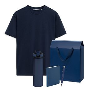 Набор с одеждой Крис (Kris) (футболка, термокружка, блокнот, ручка), черный, S