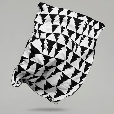 Плед «Танцующий лес», белый с черным