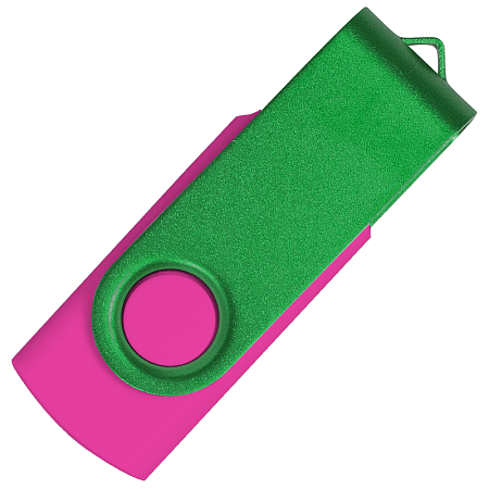 Флеш накопитель USB 2.0 Twister Сolor Mix 16GB, пластик Софт Тач/металл, розовый/зеленый