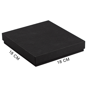 Коробка подарочная, размер 18*18*2 см, Solution Superior Linen, черная,  бежевый ложемент под ручку и прямоугольный предмет