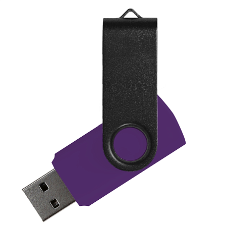 Флеш накопитель USB 2.0 Twister Сolor Mix 16GB, пластик Софт Тач/металл, фиолетовый/черный