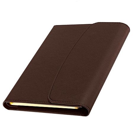 Ежедневник в суперобложке Country Bergamo Synergy A5+, коричневый, недатированный, в твердой обложке.  Золотистый срез