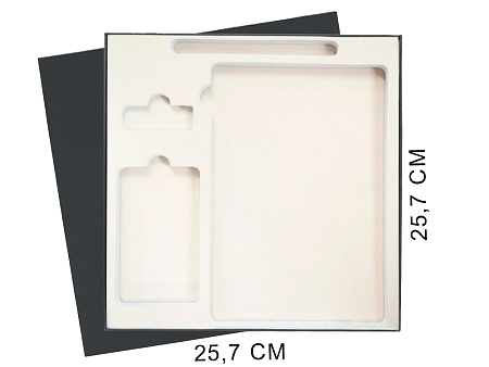 Коробка подарочная Solution Superior Linen, черная, 25,7x25,7, с вырубкой под ежедневник/ручку/флешку/пауэрбанк 7,0х11,7