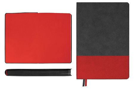 Ежедневник Flexy Treviso Nuba Sand Color А5, серый/красный, недатированный, в гибкой обложке