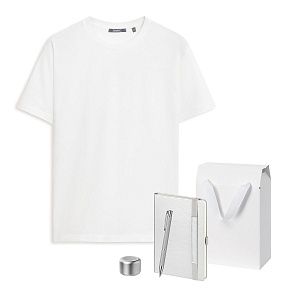 Набор с одеждой Крис (Kris) (футболка, колонка, ежедневник, ручка), серебряный, XL