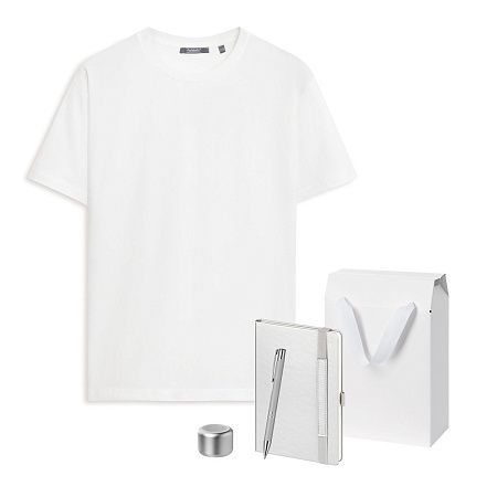 Набор с одеждой Крис (Kris) (футболка, колонка, ежедневник, ручка), серебряный, S