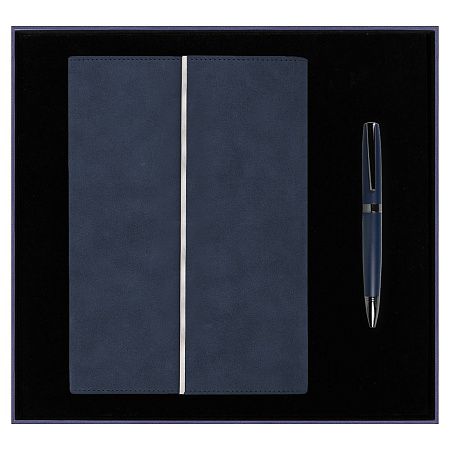 Набор подарочный Solution Prestige Duo (Ежедневник в суперобложке Country Galaxy Nuba A5+, Ручка шариковая матовая Prime), синий