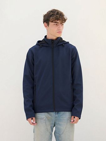 Куртка софтшелл с капюшоном мужская Race Men, темно-синяя, размер S