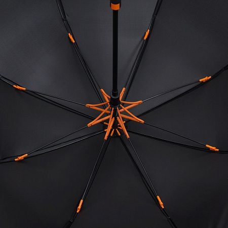Зонт-трость Hidecolor с цветными спицами, черный с оранжевым
