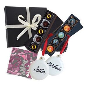 Подарочный набор «Сладкая жизнь»: конфеты ручной работы (2 упаковки), шары-пожелания 2 шт., открытка, лента