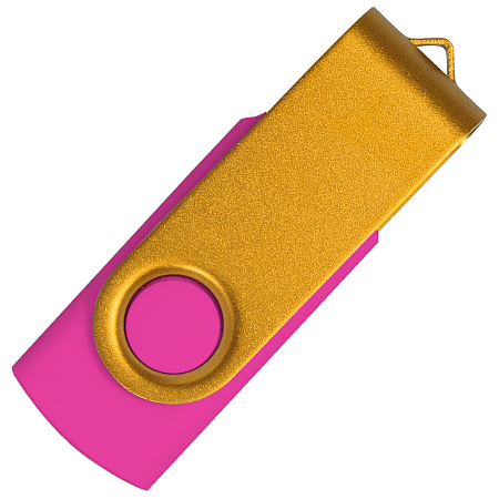 Флеш накопитель USB 2.0 Twister Сolor Mix 16GB, пластик Софт Тач/металл, розовый/желтый