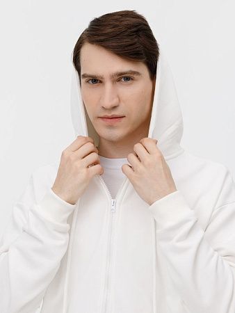 Толстовка унисекс оверсайз на молнии Zippy Terry, белая, размер XS/S