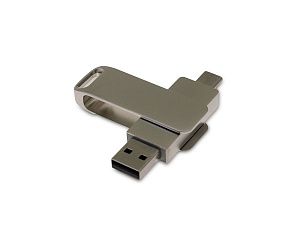 USB 3.0- флешка на 256 Гб с поворотным механизмом и дополнительным разъемом Type-C
