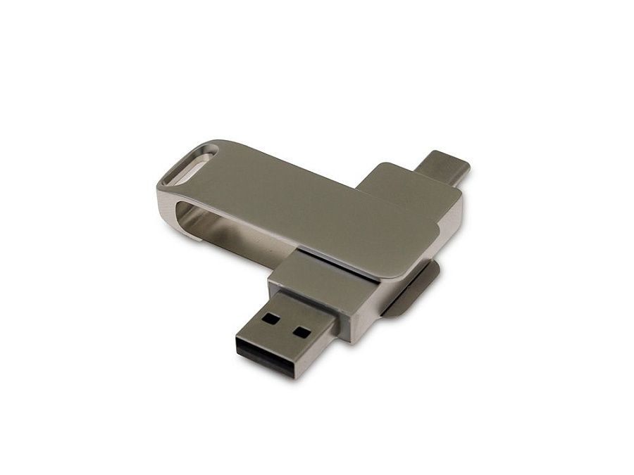 USB 3.0- флешка на 256 Гб с поворотным механизмом и дополнительным разъемом Type-C
