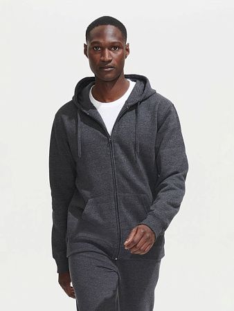 Толстовка мужская на молнии с капюшоном Seven Men, серый меланж, размер S