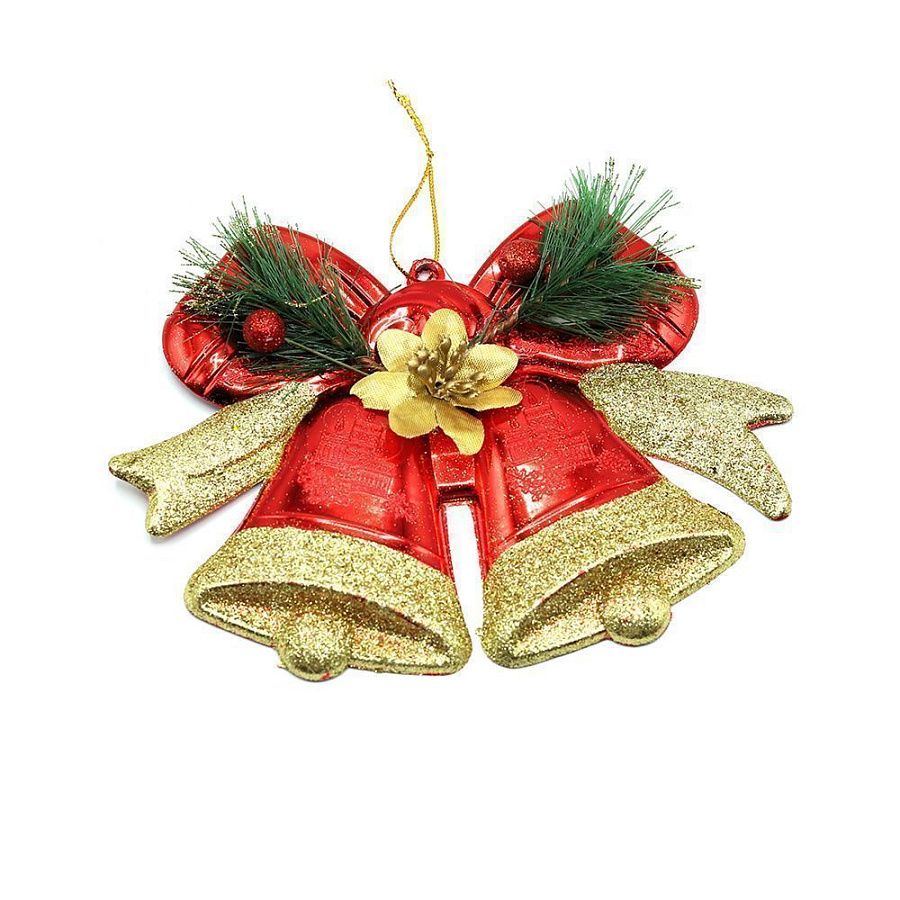 Пластиковое украшение - колокольчики красно-золотистые