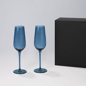 Подарочный набор 2 бокала для шампанского Тоскана (Toscana) в черной коробке