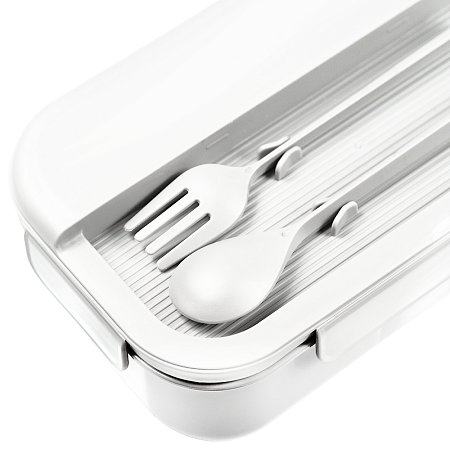 Герметичный контейнер для еды (ланч бокс)  BON VOYAGE Print Sample Feed ans Food, пластиковый, белый, 1100 мл.