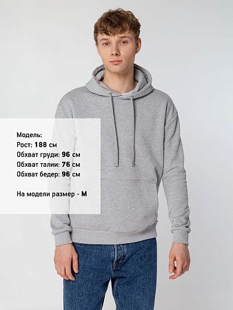Толстовка с капюшоном Unit Kirenga Heavy, серый меланж, размер XS