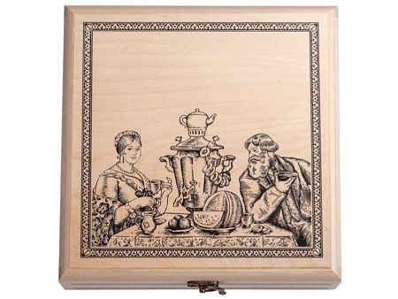 Подарочный набор с пакетированным чаем в деревянной шкатулке без лого 