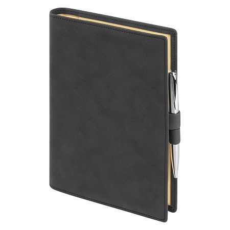 Ежедневник-портфолио Клип (Clip NEO) недатированный в подарочной коробке, черный (в комплекте ручка Tesoro серебро)