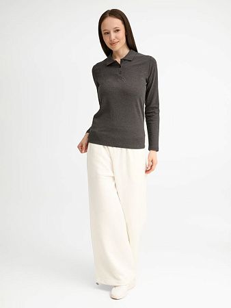 Рубашка поло женская с длинным рукавом Perfect LSL Women, черный меланж, размер S