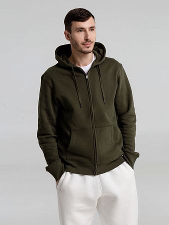 Толстовка на молнии с капюшоном унисекс King, хаки, размер XS