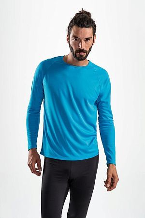 Футболка с длинным рукавом Sporty LSL Men, ярко-бирюзовая, размер M