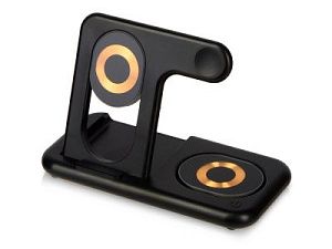 Беспроводная зарядная станция 3-в-1 «MajestIQ», 15 Вт, цвет: черный