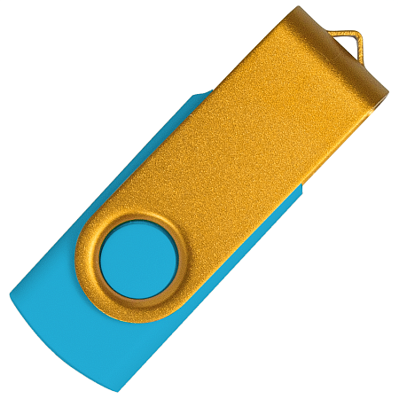 Флеш накопитель USB 2.0 Twister Сolor Mix 16GB, пластик Софт Тач/металл, голубой/желтый