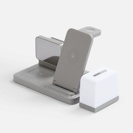 Зарядная станция с электронными часами и подсветкой Large Charge ver.3, серая