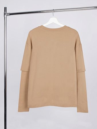 Футболка оверсайз с двойным рукавом Kosmos, бежевая, размер XL/2XL