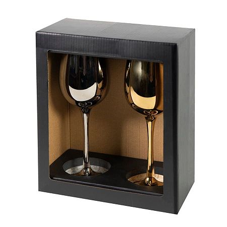 Бокалы для вина 2 штуки MOONSUN, золотой и серебяный, 22,5х24,8х11,9см, стекло