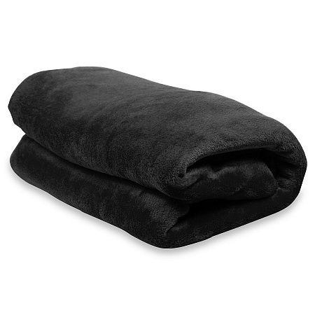 Плед мягкий флисовый Super Soft  Comfort, 125*150 см, черный, в подарочной белой крафтовой коробке с окошком