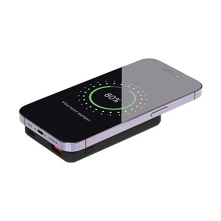 Внешний аккумулятор Ларго PD (Largo PD) 5000mAh с функцией беспроводной зарядки 15W, черный