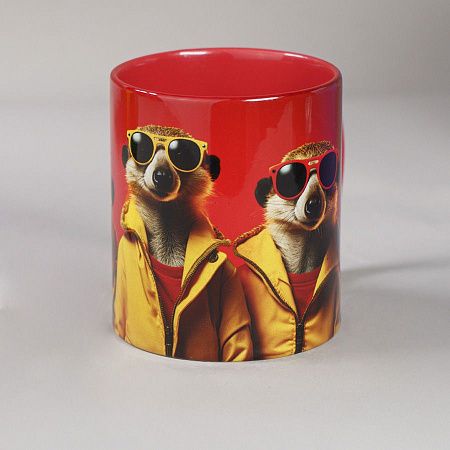 Кружка для сублимации, 330 мл, d=82 мм, стандарт А, белая, красная внутри, красная ручка