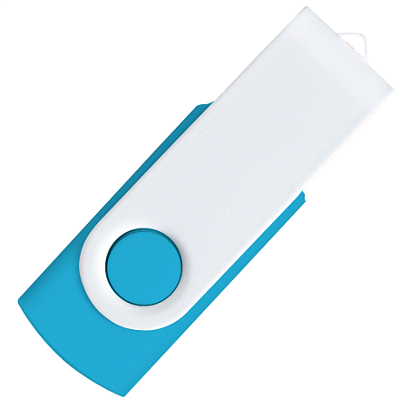 Флеш накопитель USB 2.0 Twister Сolor Mix 16GB, пластик Софт Тач/металл, голубой/белый