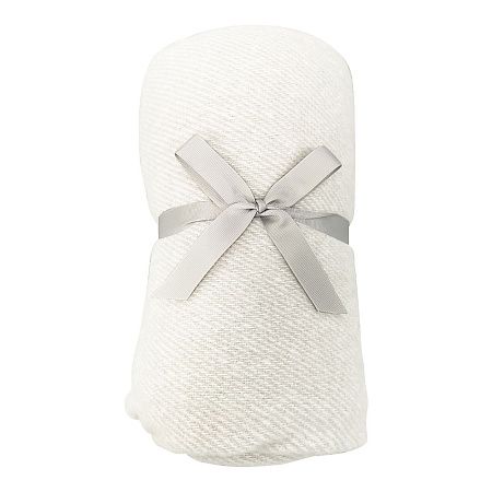 Плед акриловый Super Soft Nature размер 120*160 см, белый, плотность 450гр/м2,  в подарочной белой крафтовой коробке с окошком