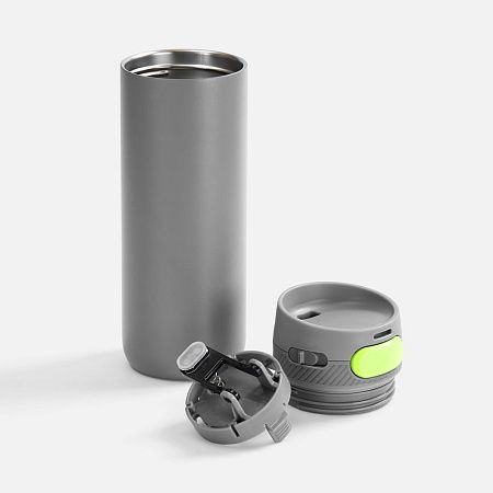 Термостакан X1 с цветной кнопкой, серый с желтым