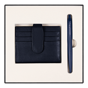 Набор подарочный Solution Superior Duo (ручка, футляр для кредитных карт), синий