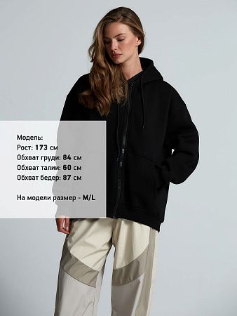 Толстовка унисекс оверсайз Zippy, черная, размер XS/S