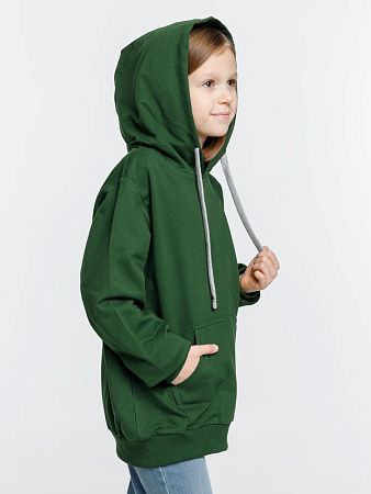Толстовка с капюшоном детская Kirenga Kids, темно-зеленая, размер 12 лет (142-152 см)