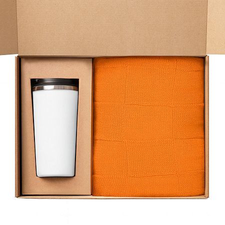 Подарочный набор Палермо, Селла (Palermo, Cella), оранжевый (плед, термокружка)