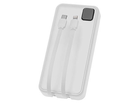 Внешний аккумулятор со встроенными кабелями «Фрэйм Про», быстрая зарядка, 20000мач