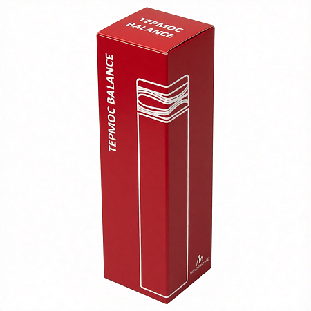 Термос Balance вакуумный стальной, 500 мл, пластиковая крышка, красный, матовый