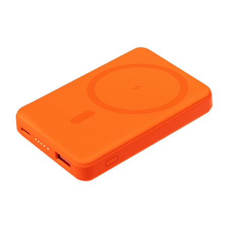 Внешний аккумулятор Ларго PD (Largo PD) 5000mAh с функцией беспроводной зарядки 15W, оранжевый